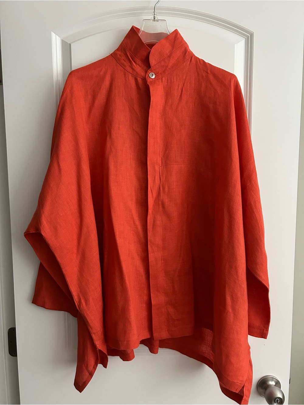 Planet by Lauren G ~ Art to Wear ~ Dark Burnt Orange Linen Signature Shirt OSFA